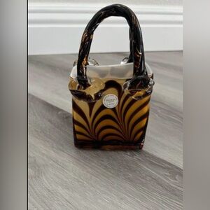 Block crystal art glass handbag tiger stripe